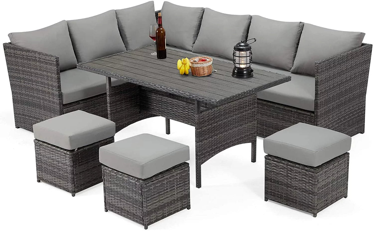 7-Piece PE Rattan Wicker Patio Conversation Set S546365