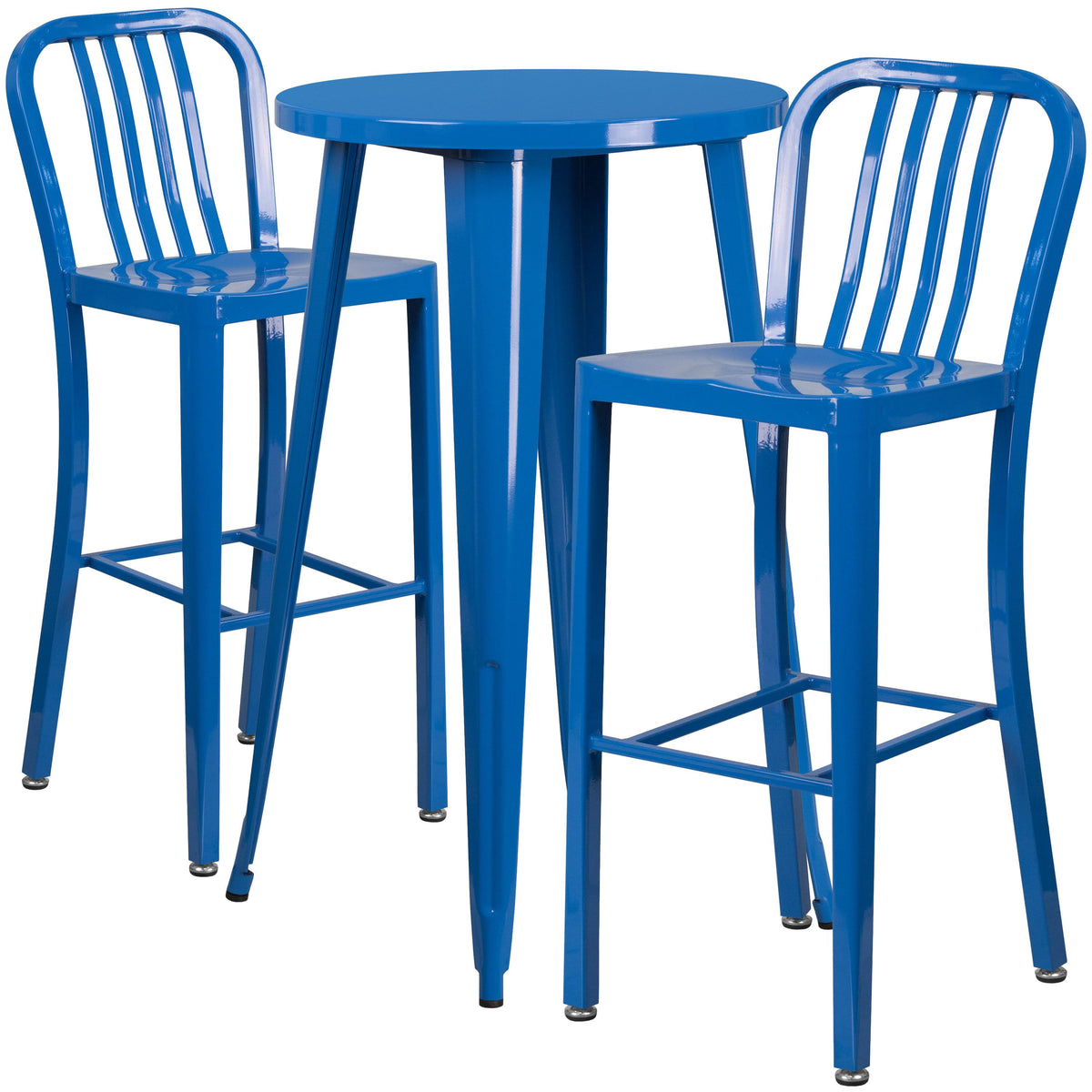 Orange Round Metal Bar Table Set with 2 Stools C888