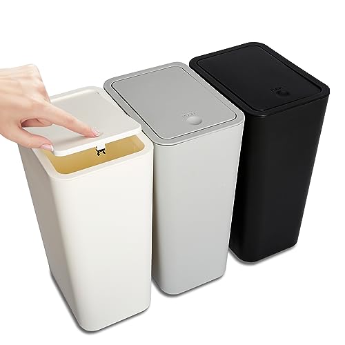 Grey 3 Pack Bathroom Trash Can with Lid Set P25823
