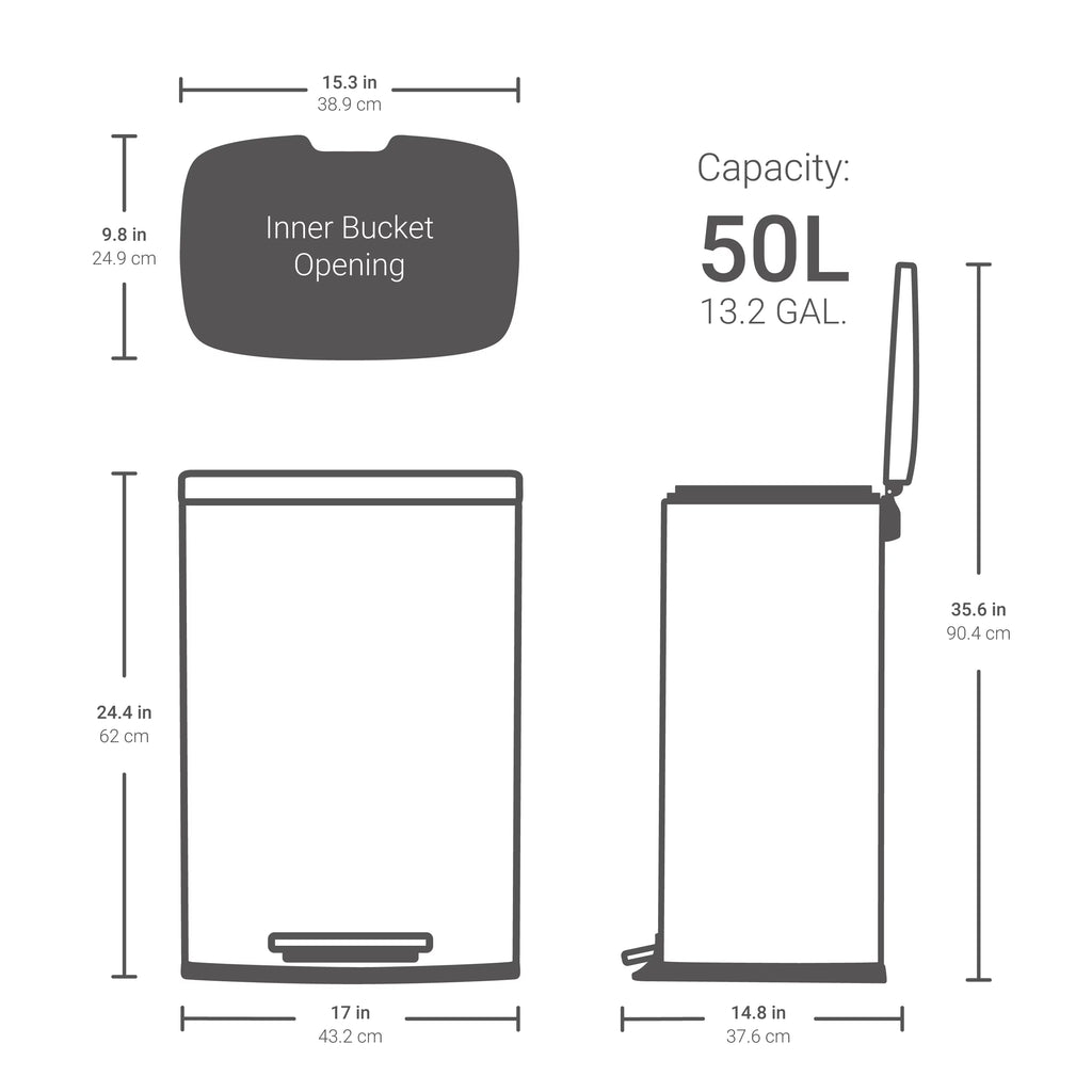 13.2 Gallon Rectangular Step On Trash Can W603