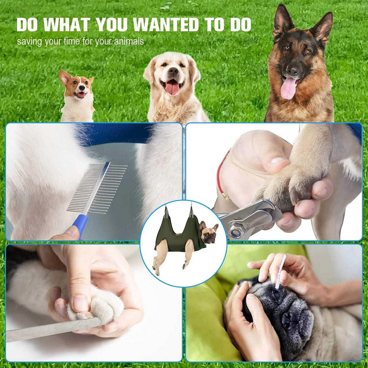 10 in 1 Pet Grooming Hammock Harness with Nail Clippers R472