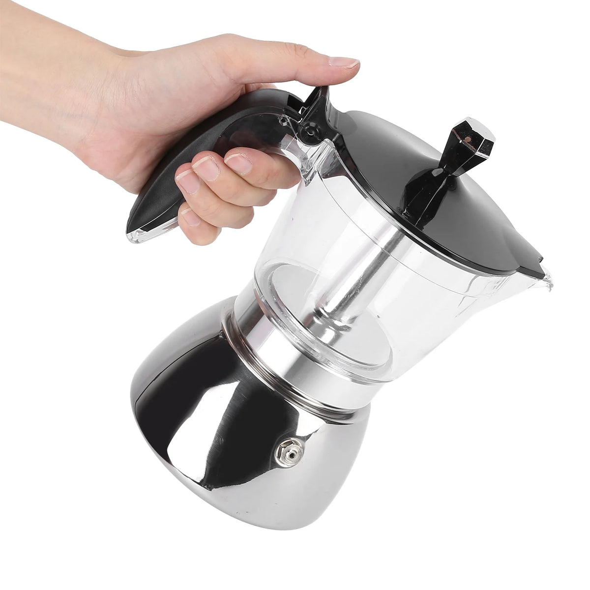 Cafetera Espresso Moka de Acero Inoxidable, 6 Tazas D526