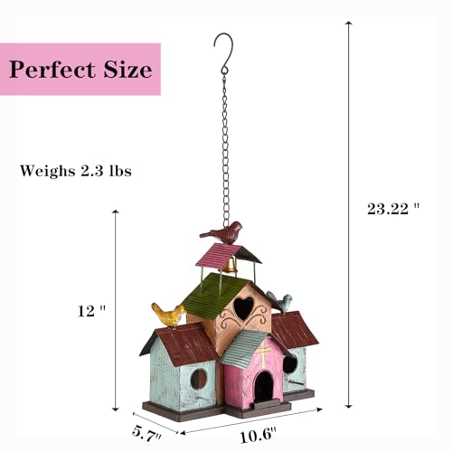 Large 4 Hole Metal Bird House with Bell G861426