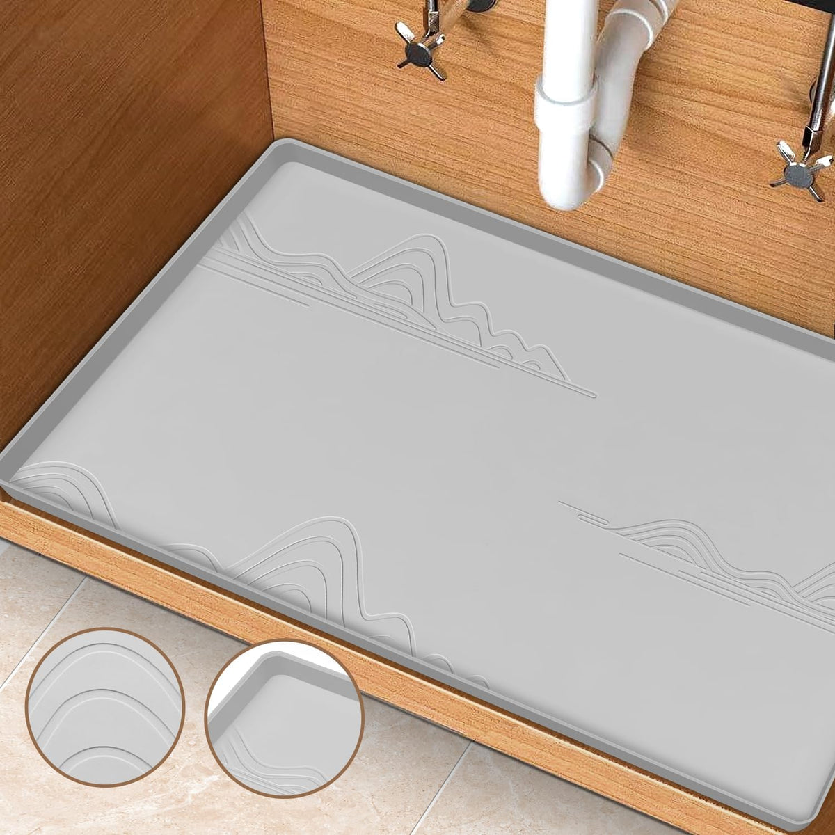 Light Grey Silicone Under Sink Mat L9490