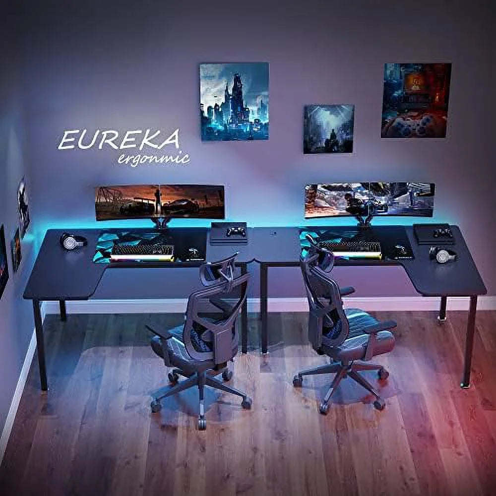 61 Inch L Shape Computer Corner Desk with Mouse Pad Brown C195