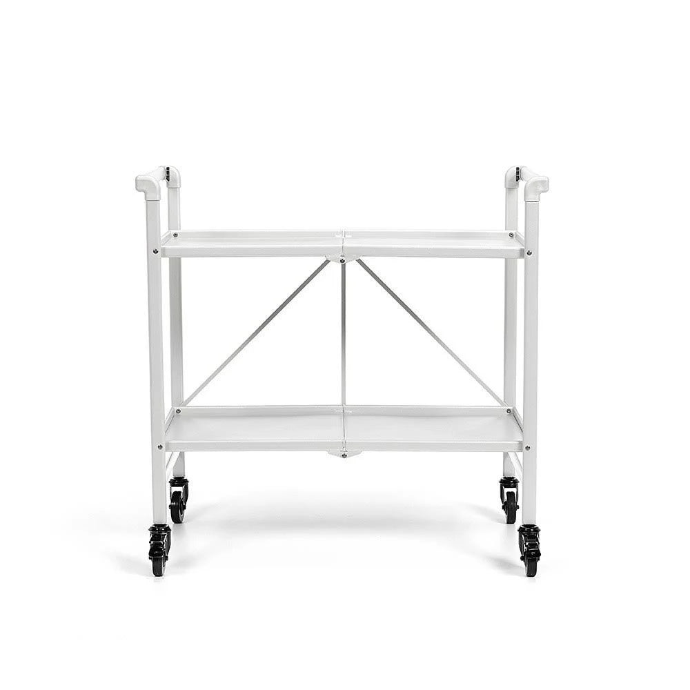 White Metal Slat Folding Serving Cart K22162
