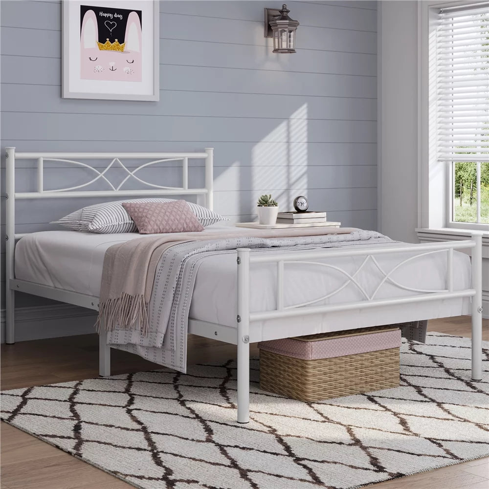 King Metal Bed Frame with Headboard and Footboard I171