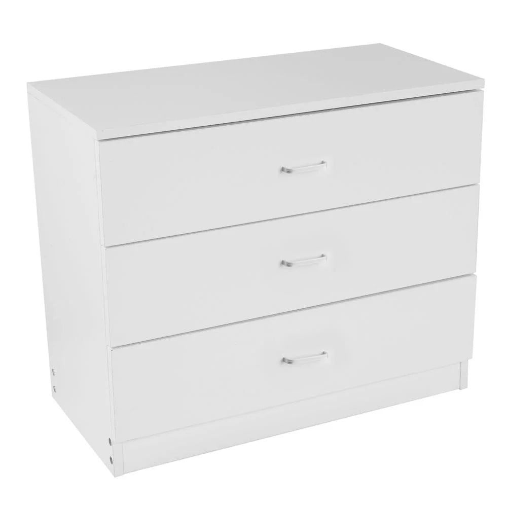 White 3 Drawer MDF Wood Nightstand T95080