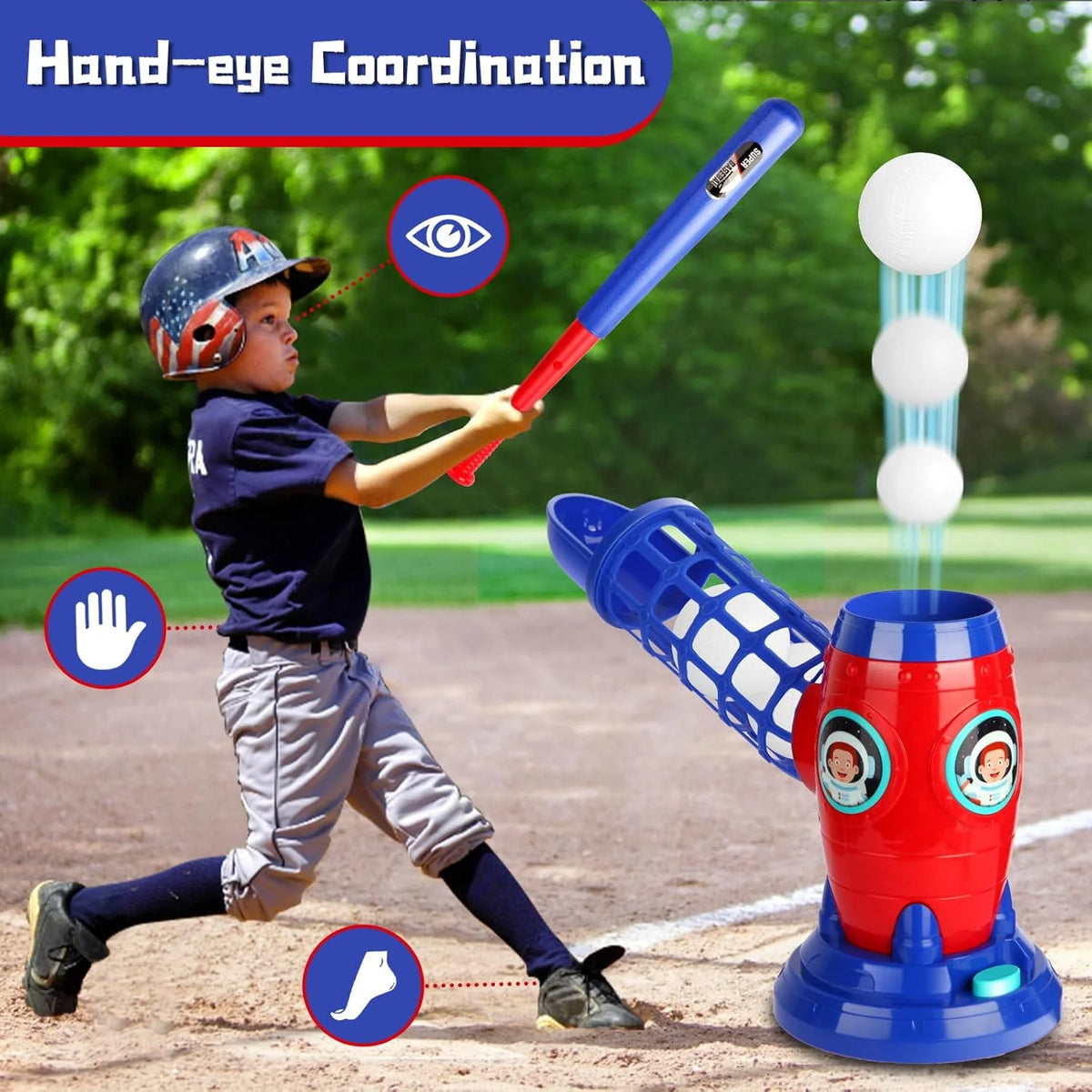 Baseball Pitching Machine Set with Remote Control Bat and 5 Balls P271