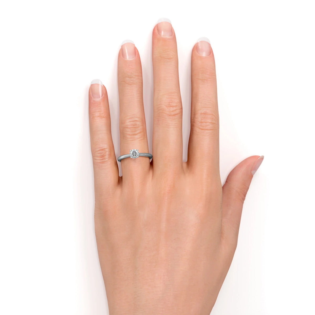 18K White Gold over Silver Round Cut Engagement Ring W12105