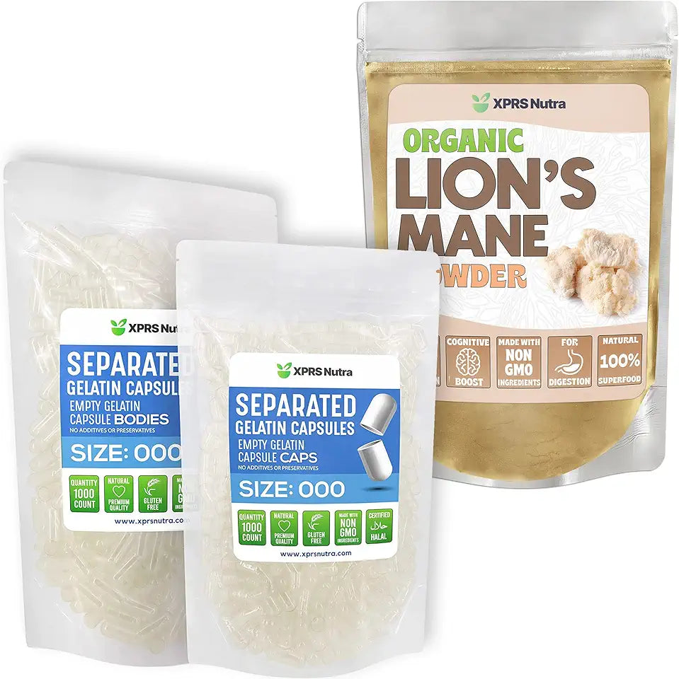 Size 000 Capsules with Lion's Mane Powder Bundle T760