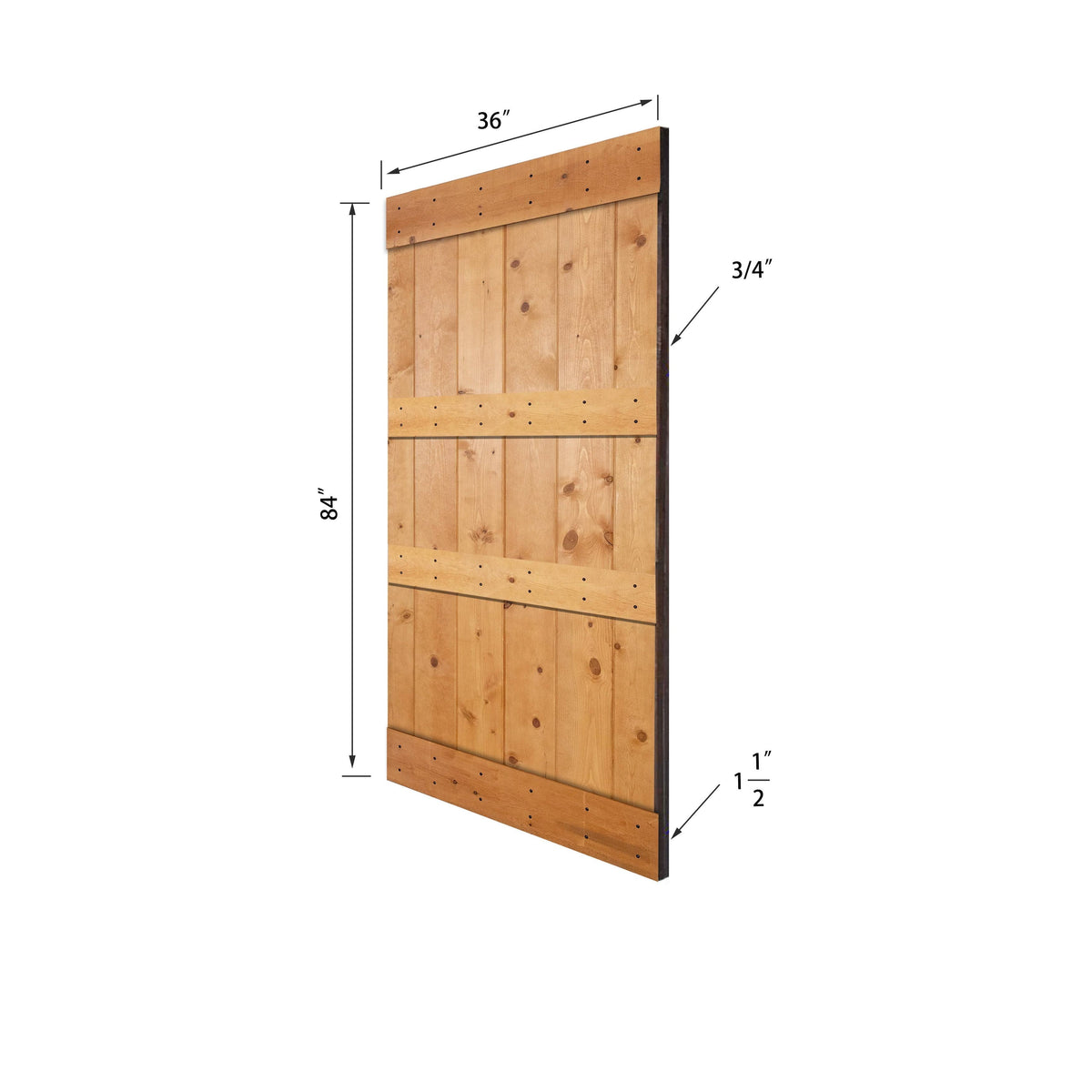 Paneled Wood Barn Door with Installation Hardware Kit E375065