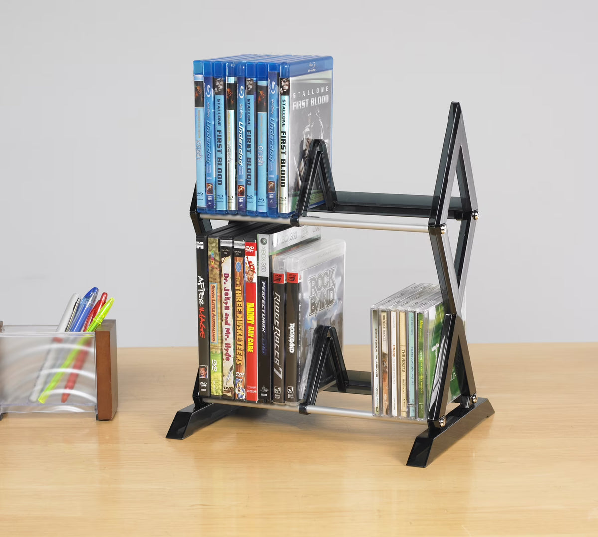 2-tier Media Rack with Movable Dividers N351