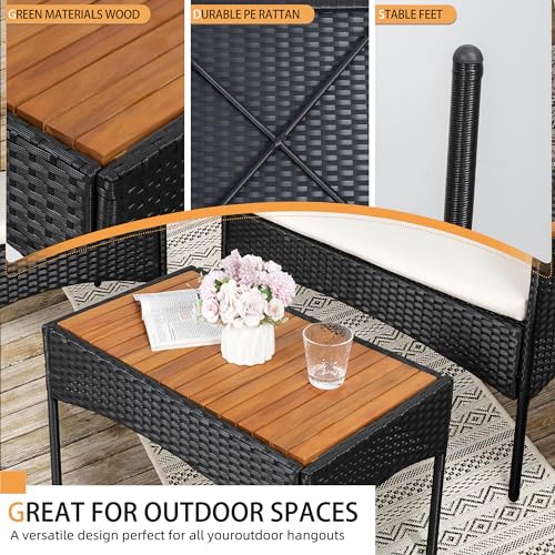 4-Piece Outdoor Wicker Patio Furniture Set with Cushions F812628