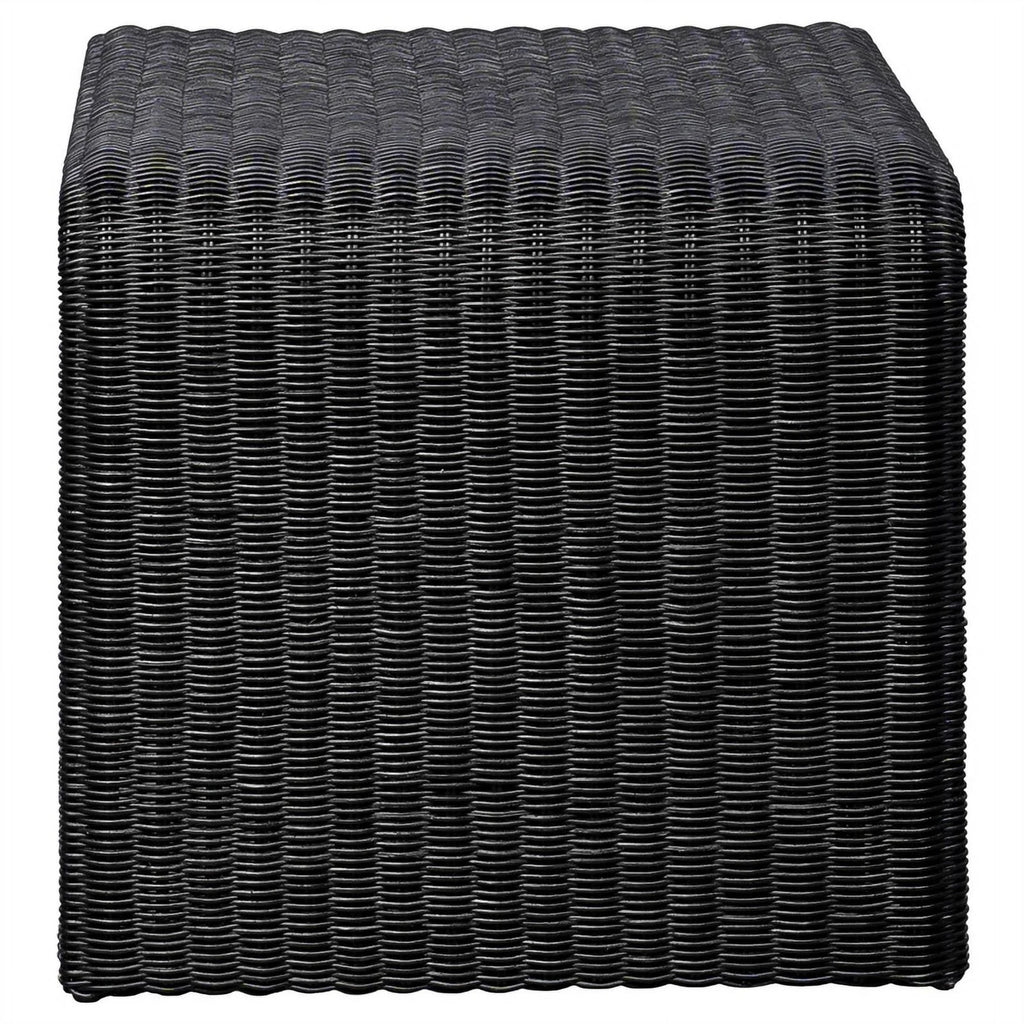 Black Woven Rattan Square End Table Q60109