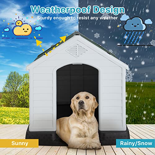 White Large Plastic Dog House with Elevated Floor B551