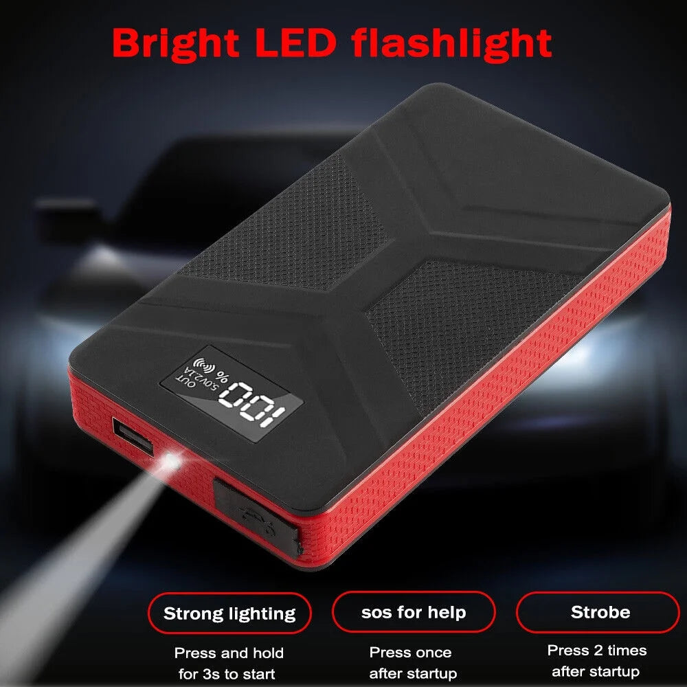 20000mAh Portable Car Battery Jump Starter with LED Light Black Y352453