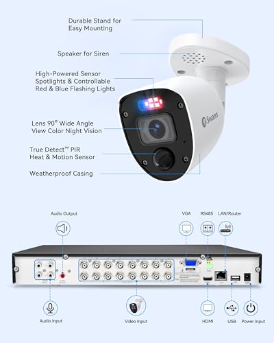 4K Ultra HD 16 Channel DVR Security Camera System with 2TB HDD and 12 Wired Cameras E240230