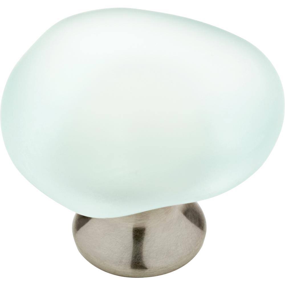Satin Nickel and Natural Aqua Sea Glass Cabinet Knob (25-Pack) F89278