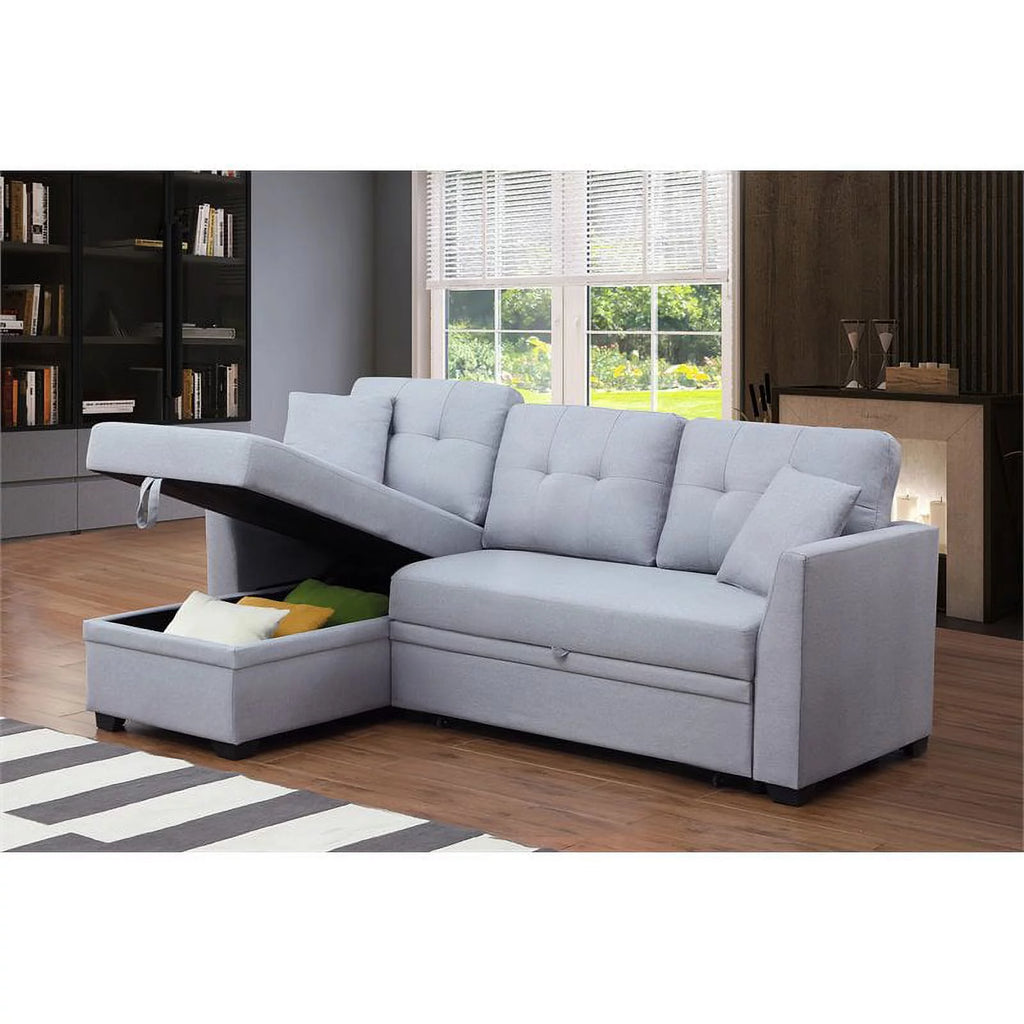 3-Seat Fabric Sleeper Sectional Sofa with Storage H423795
