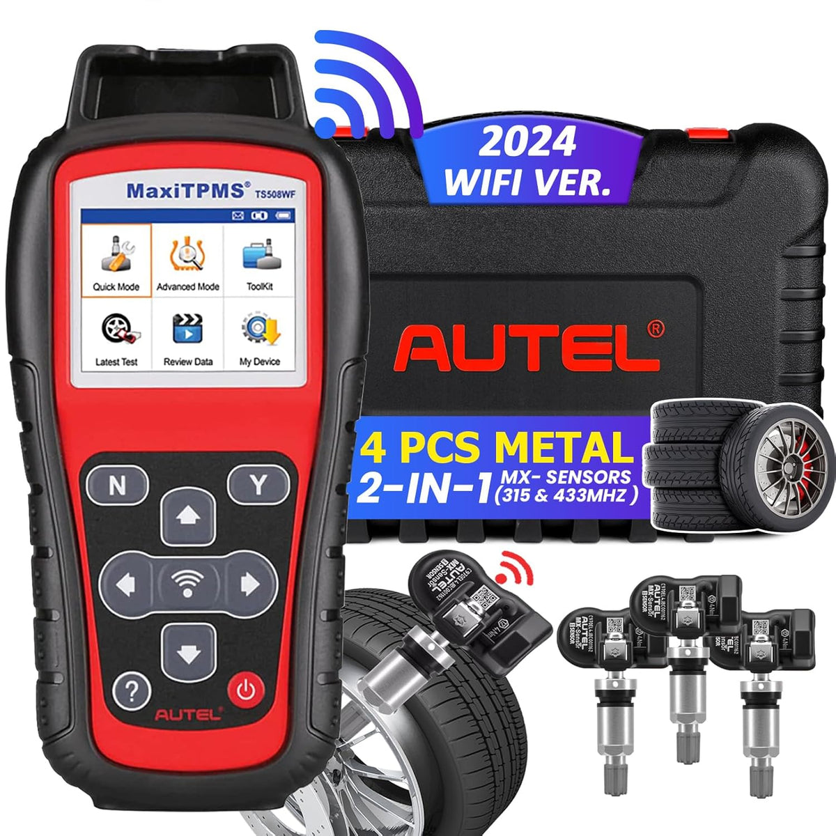 TPMS Tool with 4PCS 315+433MHz Sensors J575