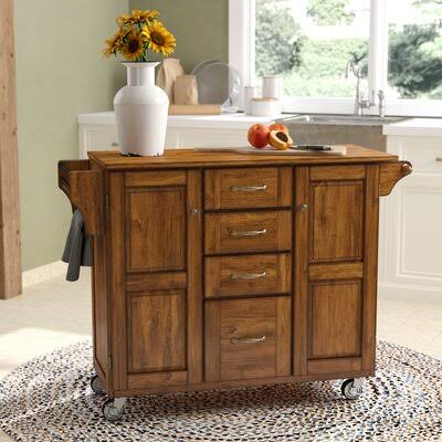 Kitchen Island with Solid Wood Top A471524
