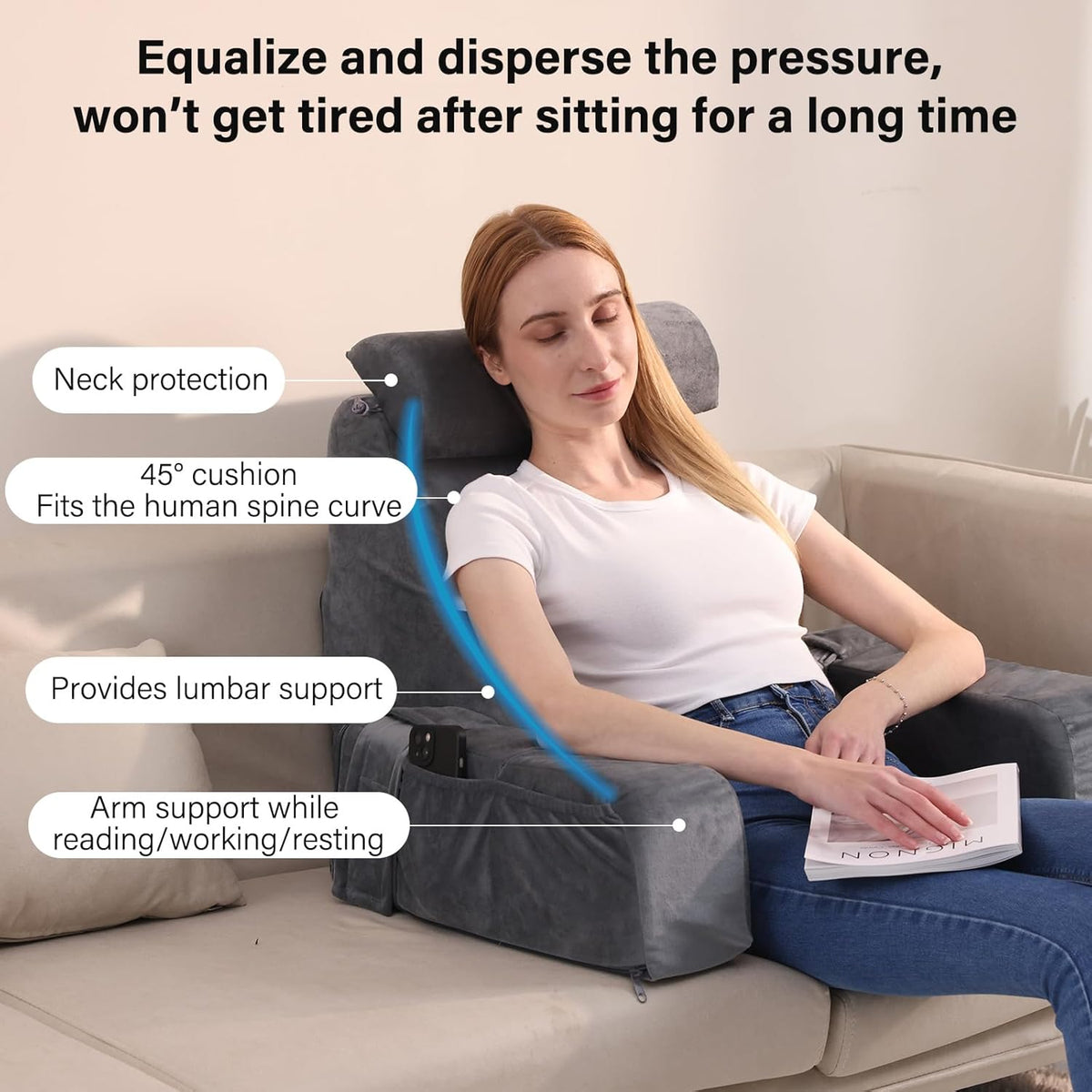 Medium Grey Reading Pillow G3539