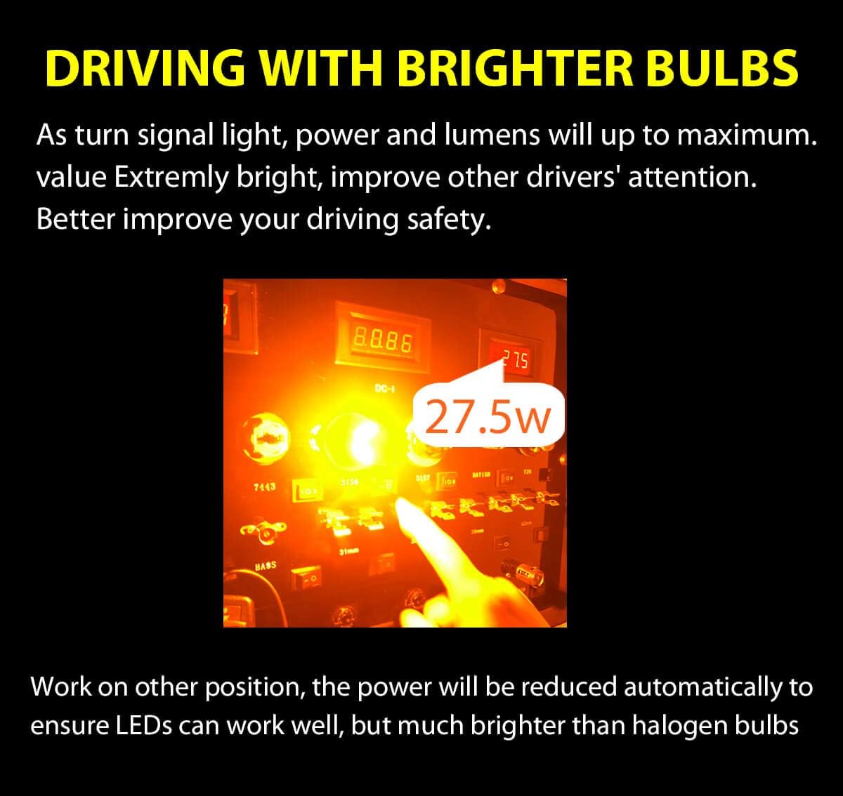 LED Turn Signal Light Bulbs, Amber Yellow, Pack of 2 K423691