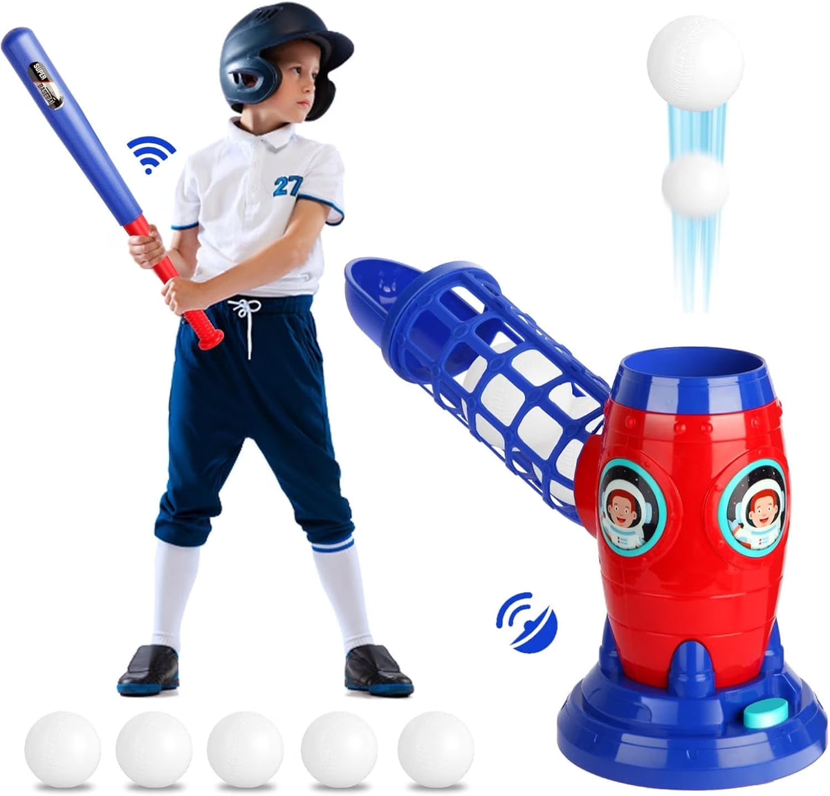 Baseball Pitching Machine Set with Remote Control Bat and 5 Balls P271