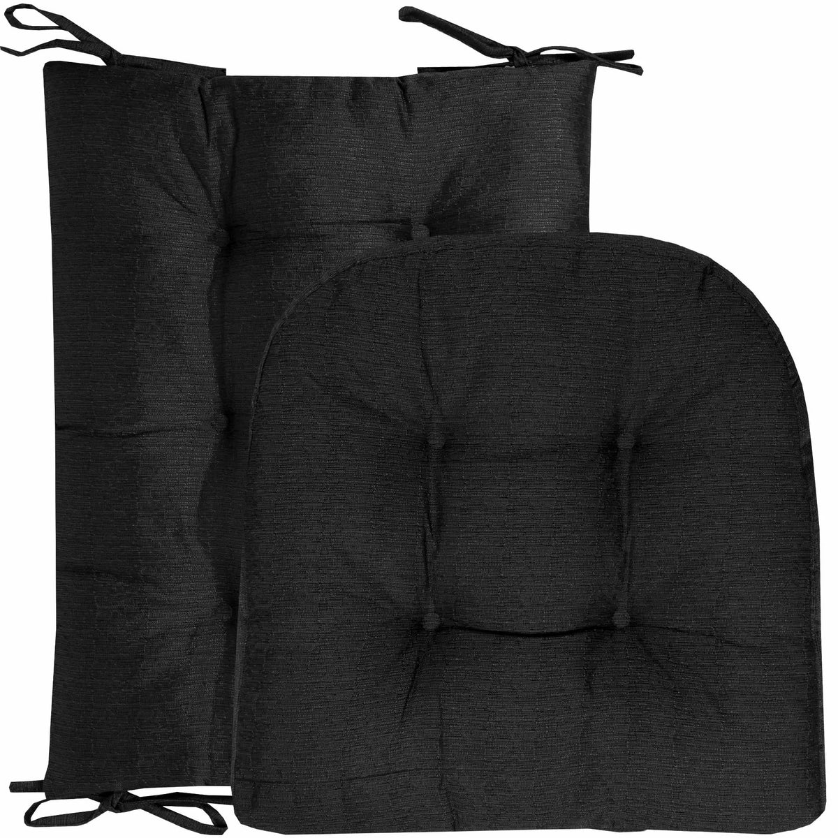2 Piece Tufted Non Slip Rocking Chair Cushion Set Black L63115