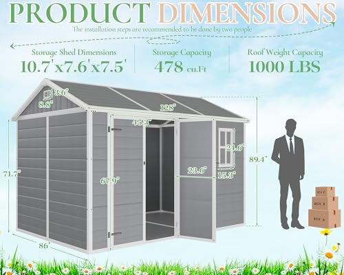 Grey Outdoor Resin Storage Shed with Floor N106