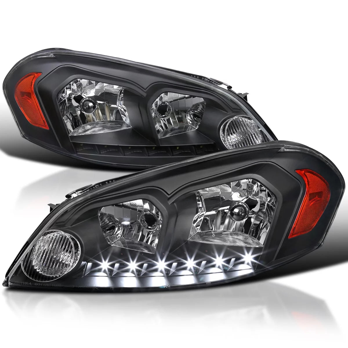 Black Clear SMD Led Headlights for Chevy Chevrolet Impala 2006-2013 J4016
