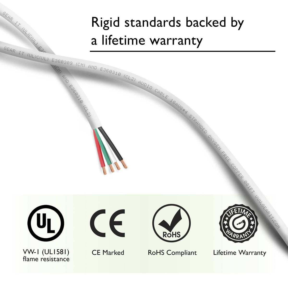 16 Gauge 4-Conductor Speaker Wire 250 Feet 16 AWG OFC CL V5238