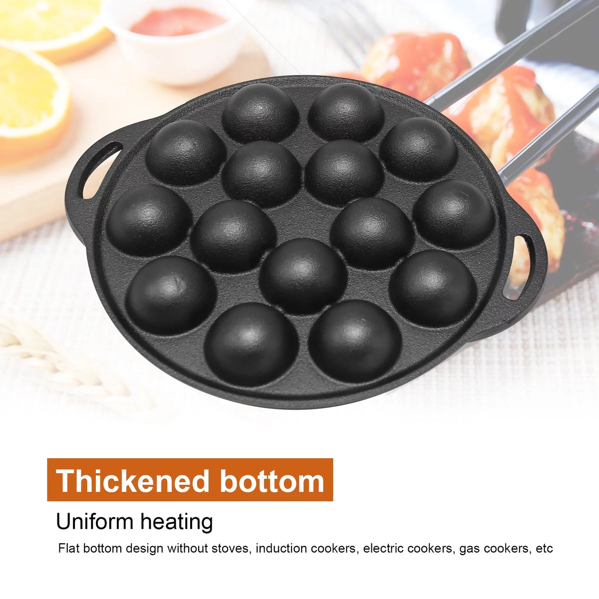 Cast Iron 15 Holes Takoyaki Pan X3019