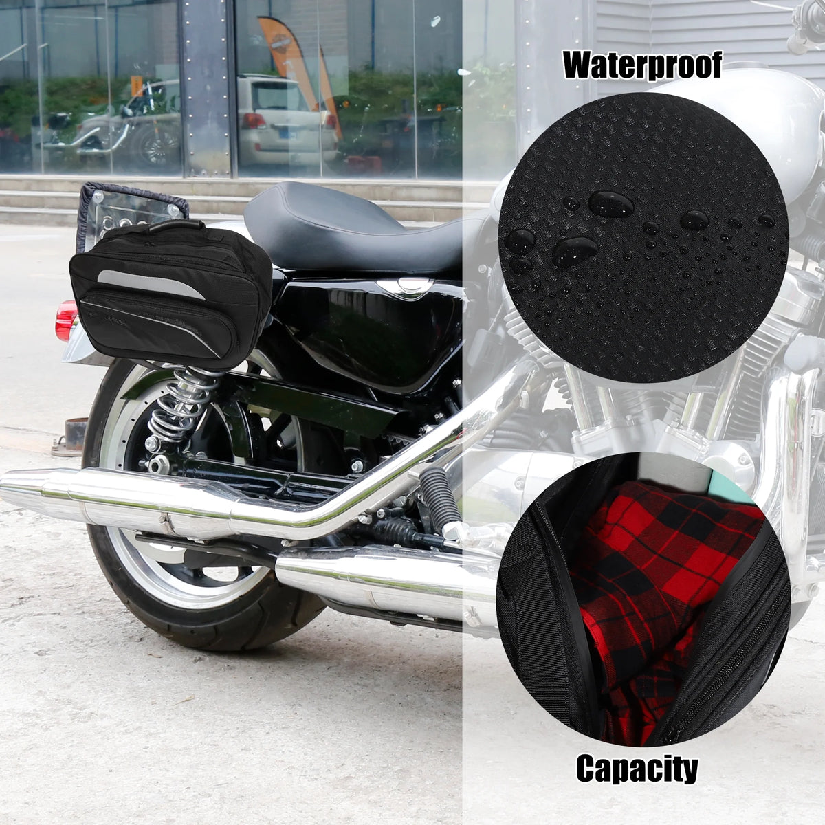 Black Motorbike Saddlebag Luggage Bag R891