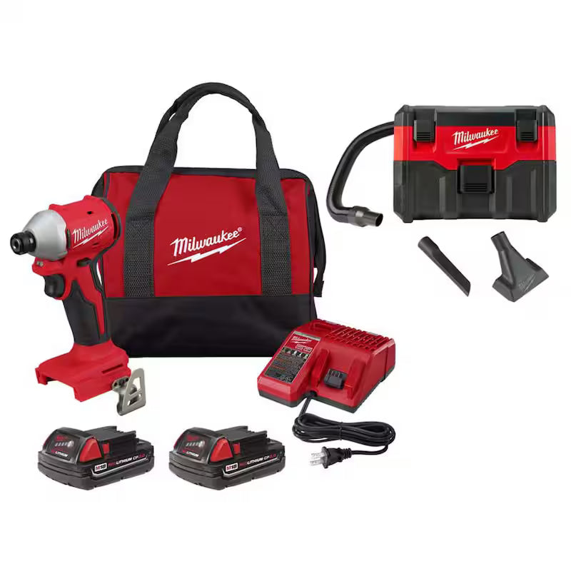 18-Volt Lithium-Ion Brushless Cordless 1/4 in. Impact Driver Kit with Wet/Dry Vacuum L688
