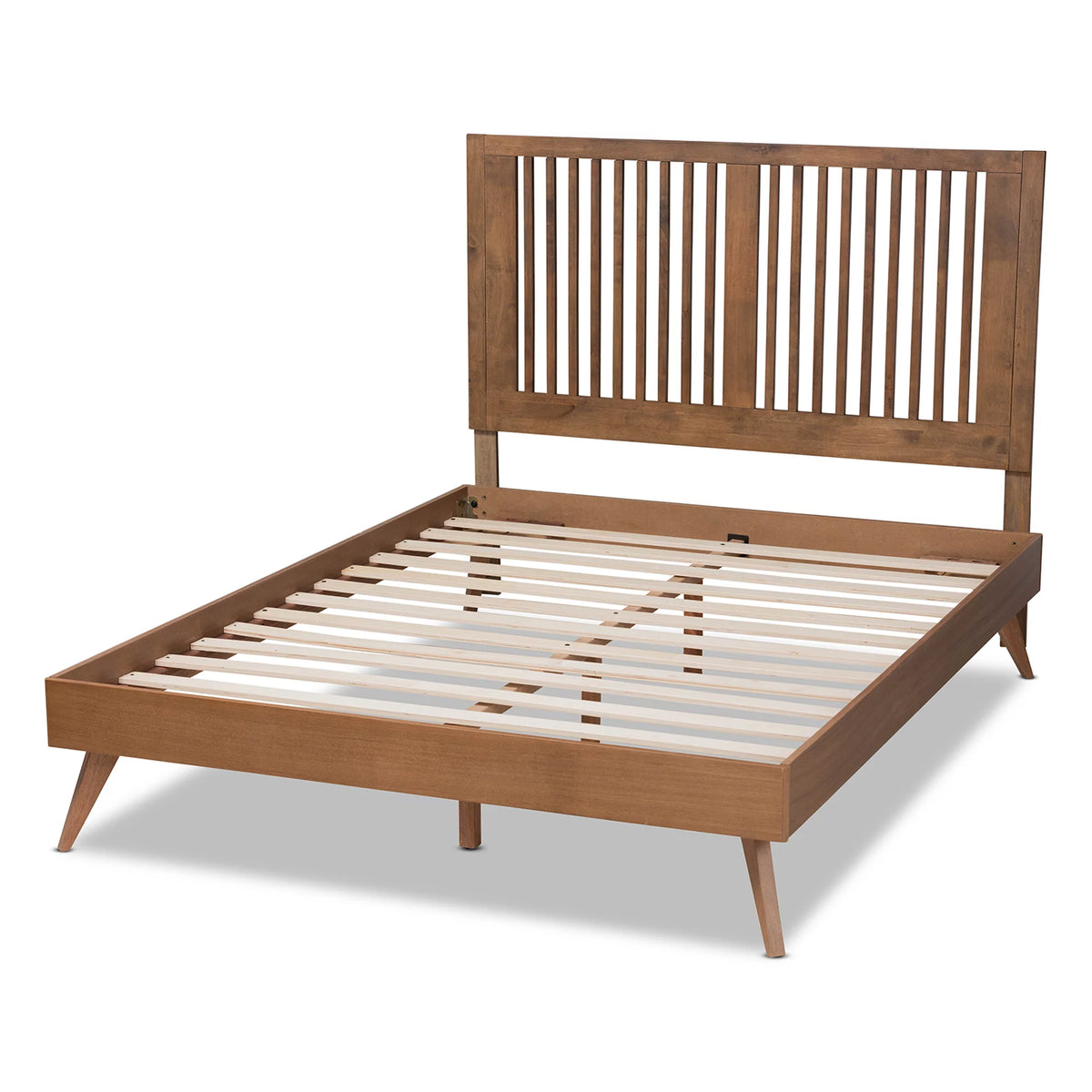 Full Ash Walnut Wood Platform Bed B54033