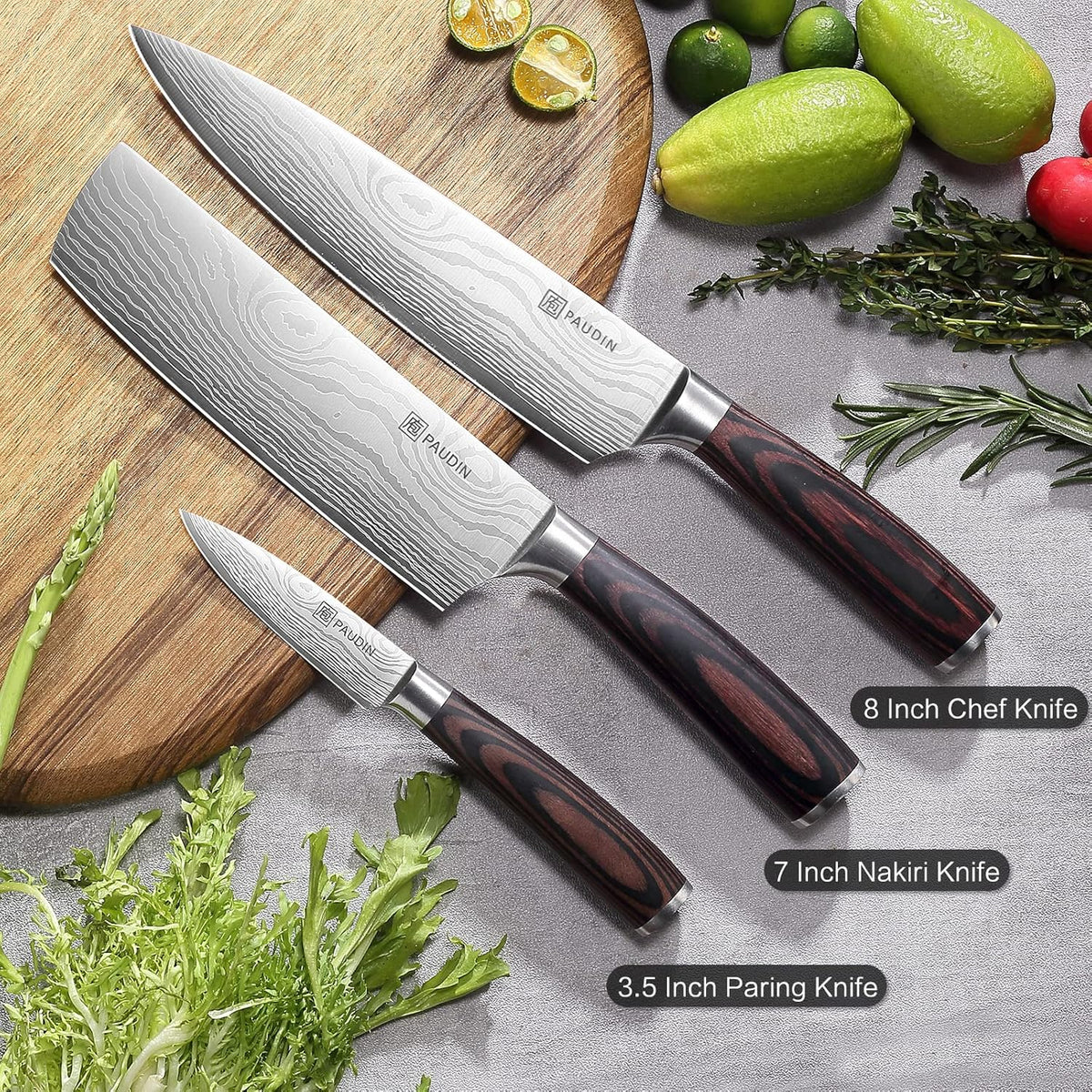 3 Pieces German High Carbon Stainless Steel Knife Set Q563