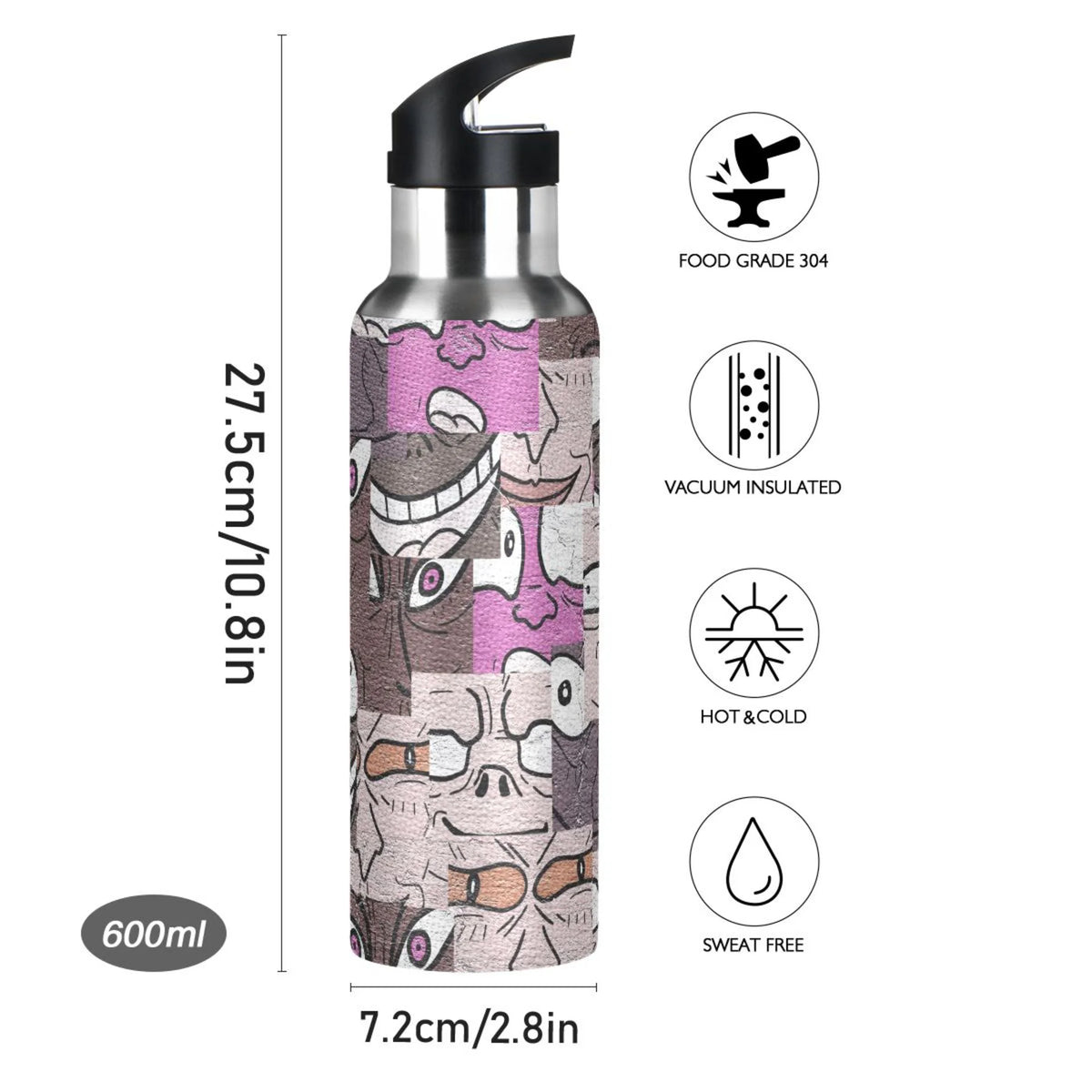 Stainless Steel Insulated Water Bottle with Straw Lid B51068