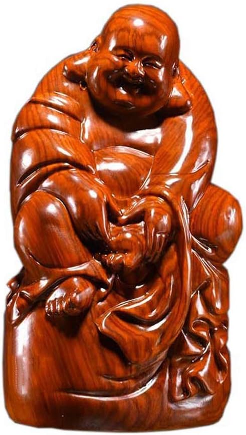 7.88 Inches Huanghuali Wood Carving Maitreya Buddha Statue R658112