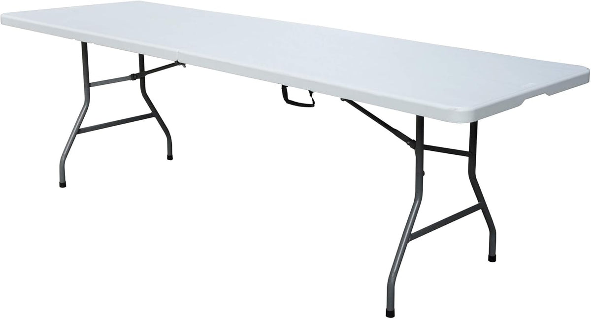 White 8 Foot Plastic Resin Folding Table W392