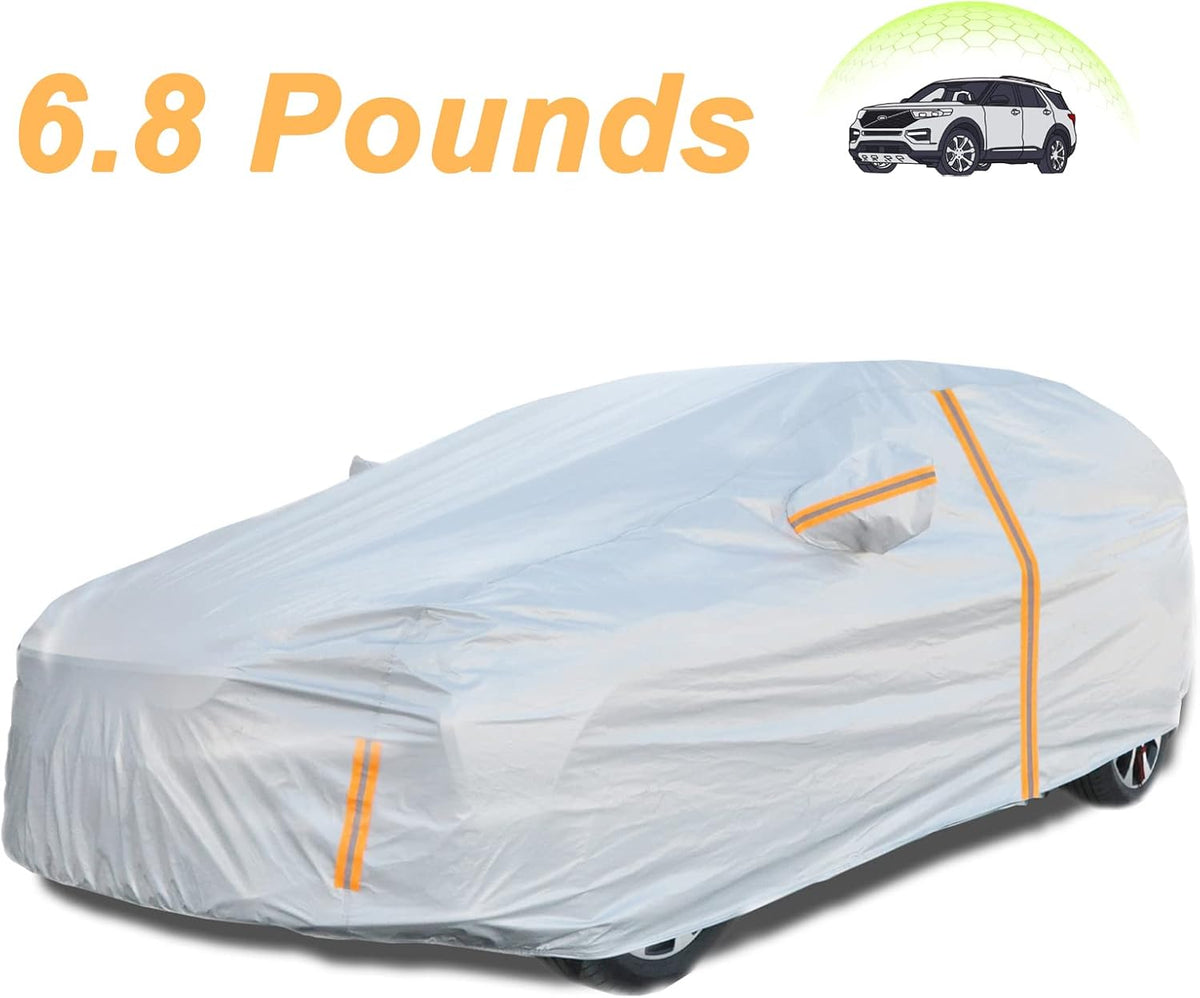 6 Layers Waterproof Outdoor Full Cover Car Cover with Zipper Cotton W6296