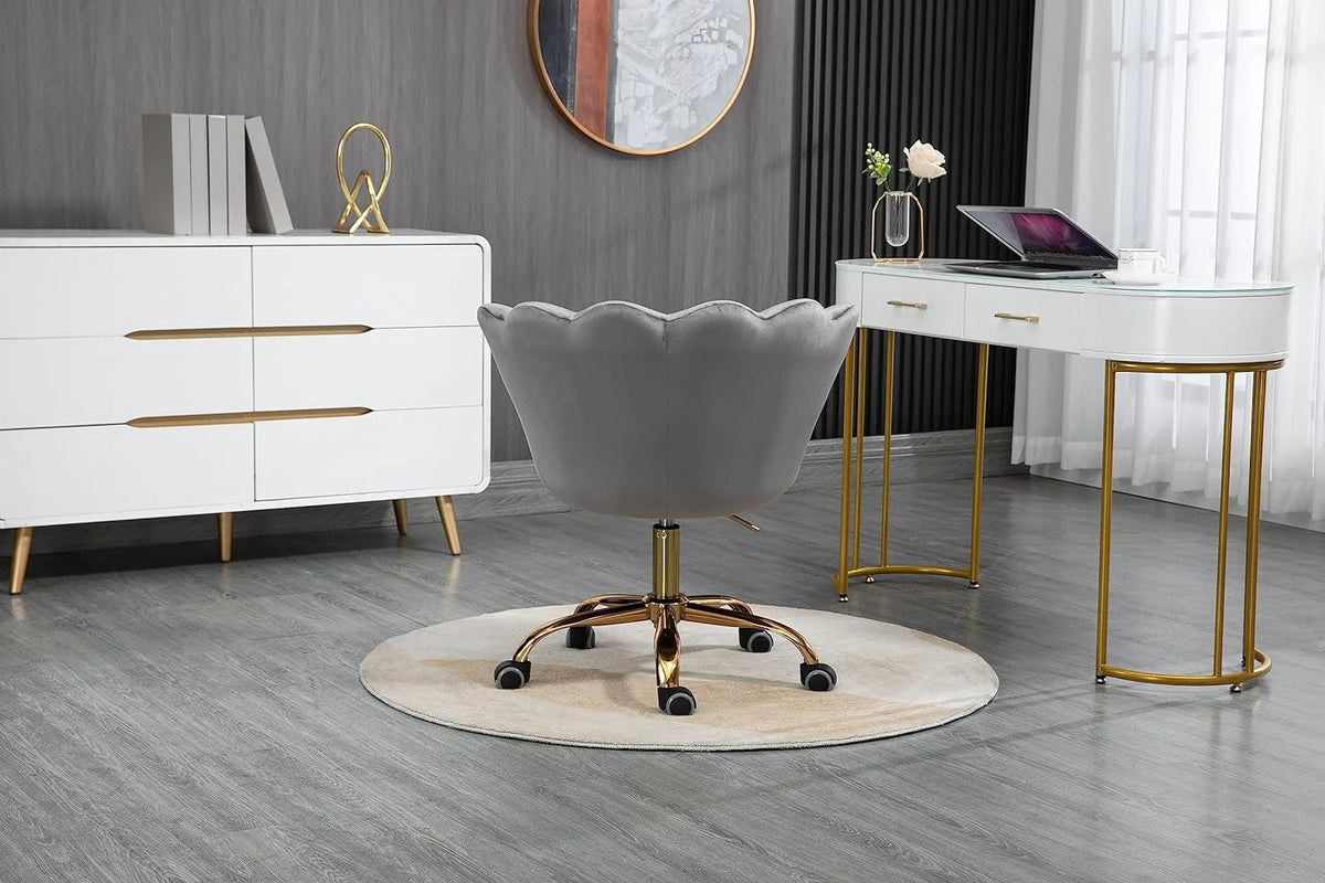 Velvet Upholstered Swivel Task Chair with Wheels J625944
