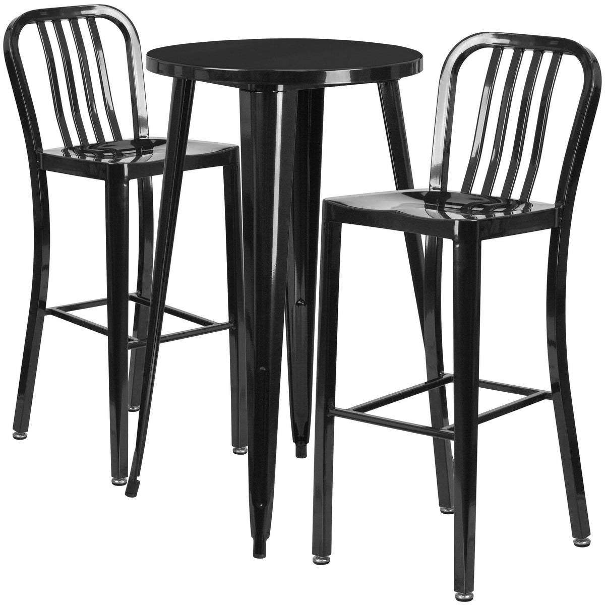 Orange Round Metal Bar Table Set with 2 Stools C888