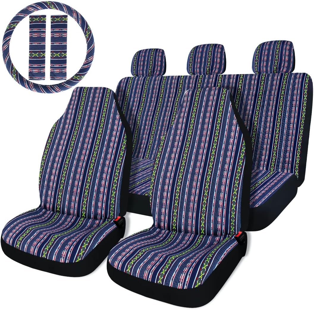 Beige Woven Seat Cover with Steering Wheel Cover F5001