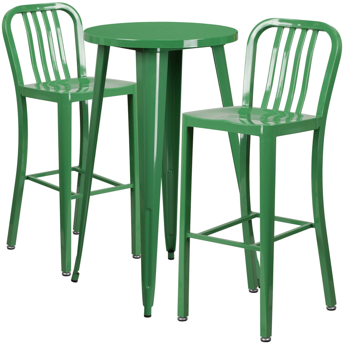 Orange Round Metal Bar Table Set with 2 Stools C888