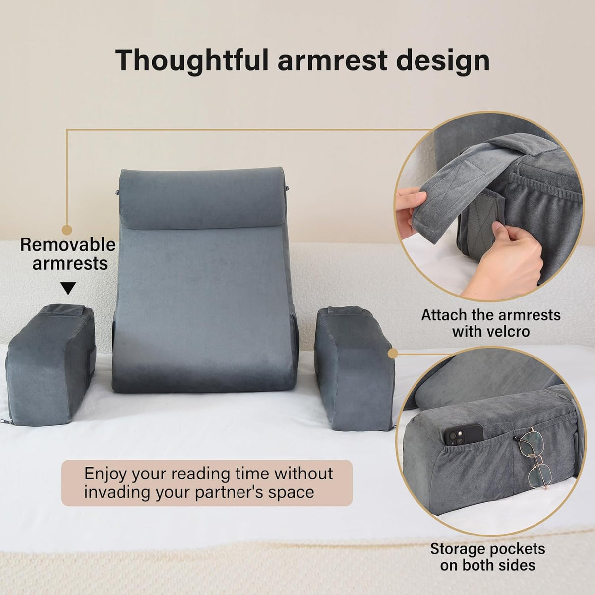Medium Grey Reading Pillow G3539