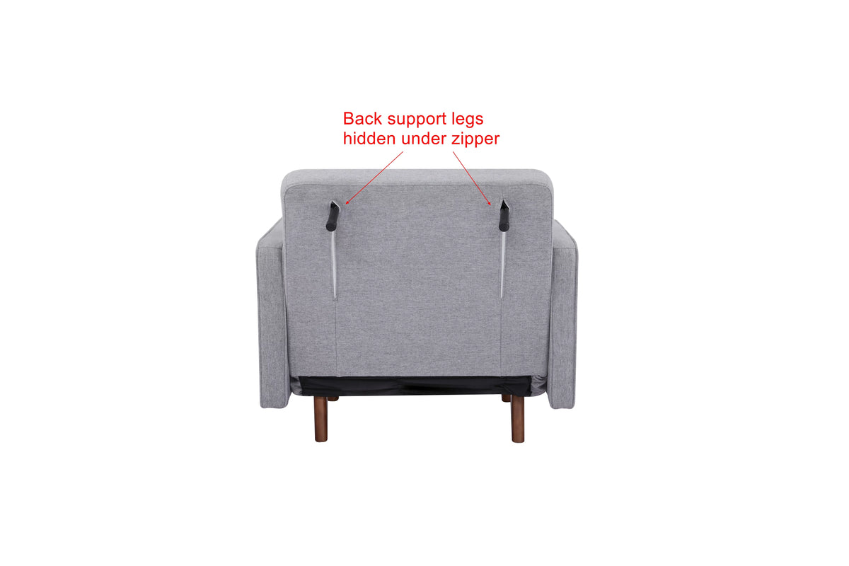 Light Gray Polyester Convertible Futon Sofa Chair V107715