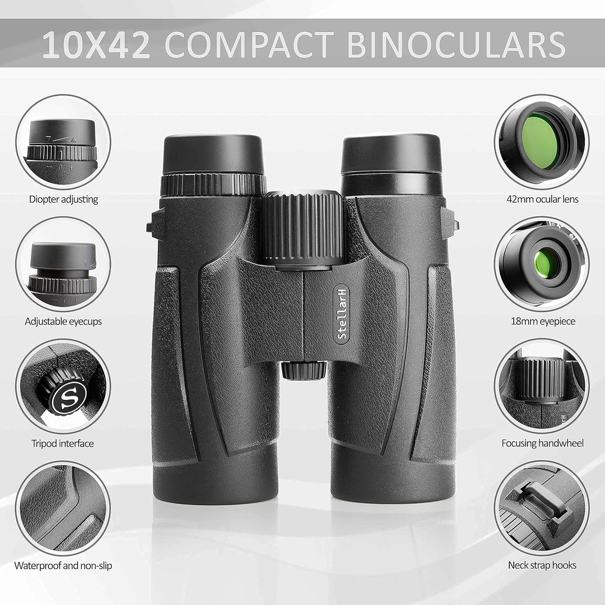 10x42 Waterproof Binoculars with Tripod and Carrying Bag T597116