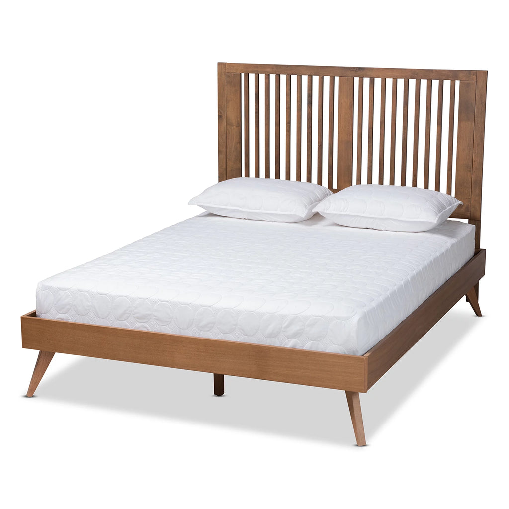 Full Ash Walnut Wood Platform Bed B54033